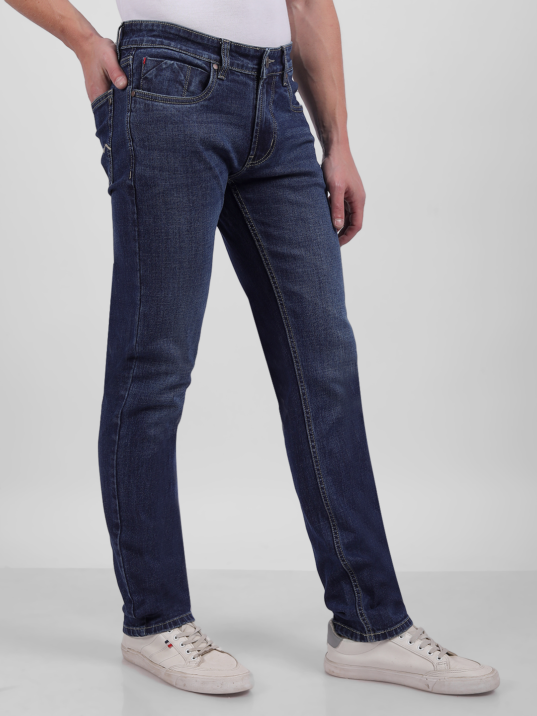 Numero Uno Men Faded Dark Blue Jeans